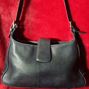 Vintage Coach Hampton Black Leather Hobo Shoulder Bag